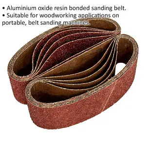 Premium 10 Pack Sanding Belts - 75mm x 533mm - 40 Grit Aluminium Oxide