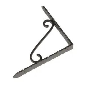 Hammer & Tongs Notched Scroll Iron Shelf Bracket - D205mm - Black - Pack of 2