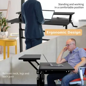 Costway 2-Tier Standing Computer Desk Sit to Stand Workstation Ergonomic Computer Table Black