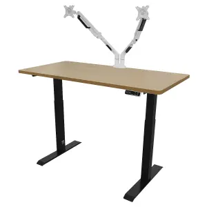 Dellonda Oak Electric Adjustable Standing Desk, 1400 x 700mm Dual Motor 100kg