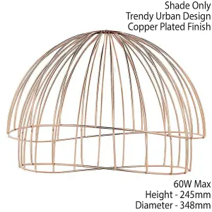 Hanging Ceiling Pendant Light Shade Copper Geometric Wire Frame Dome Bowl Cage