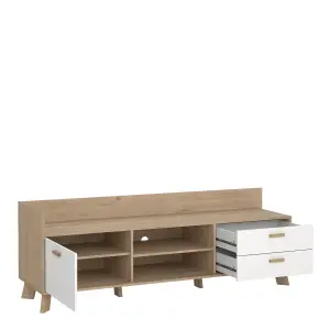 Ikast TV-unit with 1 Door + 2 Drawers in Jackson Hickory and White