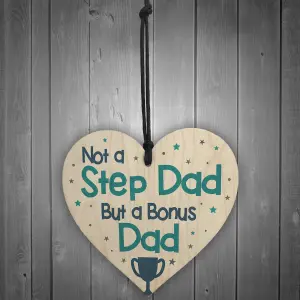 Red Ocean Novelty Gift For Step Dad Fathers Day Gifts For Step Dad Wooden Heart Plaques And Signs