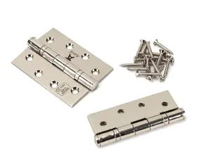 From The Anvil Polished Nickel 4 Inch Ball Bearing Butt Hinge (pair) ss