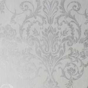 GoodHome Dovenby Grey Silver effect Damask Textured Wallpaper