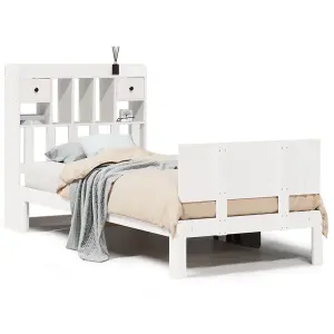 Berkfield Bookcase Bed without Mattress White 100x200cm Solid Wood Pine