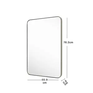 Mccreery Metal Flat Wall Mirror Brush Silver / 76.2cm H x 55.9cm W