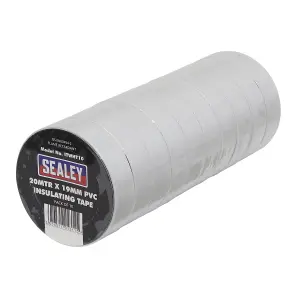 Sealey PVC Insulating Tape 19mm x 20M -18 DegreesC To 150 DegreesC White Pack Of 10 ITWHT10