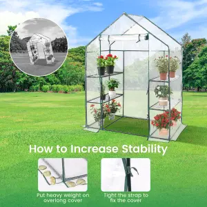 Costway Mini Walk-in Greenhouse Heavy-Duty Garden Warm House w/ PVC Cover