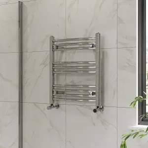 Right Radiators 600x500 mm Curved Heated Towel Rail Radiator Bathroom Ladder Warmer Chrome