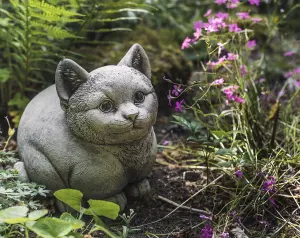 Cute Fat Cat Solid Stone Garden Ornament