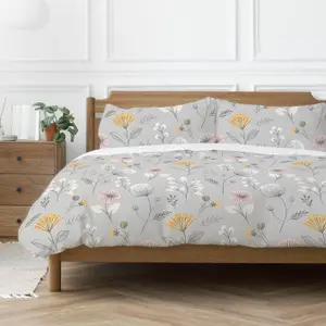 Copenhagen Home Olia Duvet Cover Set Scandi Floral Silver