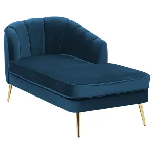 Left Hand Velvet Chaise Lounge Navy Blue ALLIER