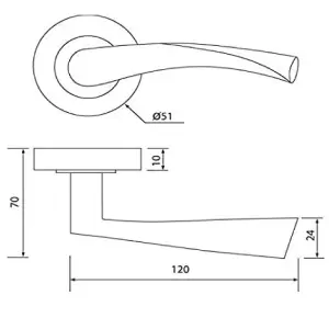 Astrid Door Handles Latch Twist Lever on Rose Duo - Satin 120mm