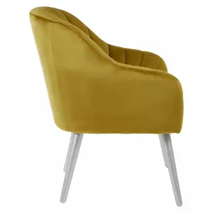 Interiors by Premier Comfortable Mustard Fabric Armchair For Reading, Mid-century Modern chair For Livingrooms, Sleek Armchair