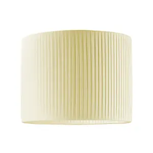 Modern Chic Designer Double Pleated Cream Cotton Fabric 10 Drum Lampshade