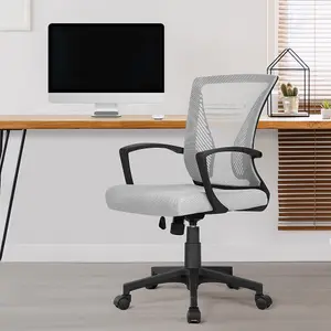 Yaheetech Ergonomic Mesh Office Chair with Mid-Back 360 Degree Rolling Casters Height Adjustable - Light Grey