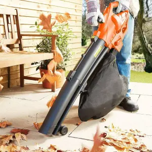 Heavy Duty 3200W Electric Leaf Blower - For Garden Grass Hedge Blower Vacuum Vac Patios Gutters Driveways Wheels & 35L Bag