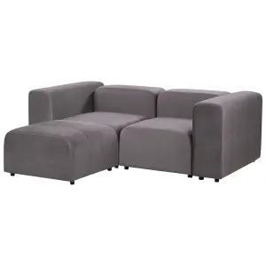 2 Seater Modular Velvet Sofa with Ottoman Dark Grey FALSTERBO