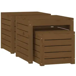 Berkfield 3 Piece Garden Box Set Honey Brown Solid Wood Pine