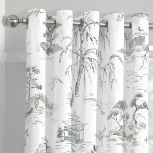 Eastern Garden Blackout Pair of Eyelet Curtains