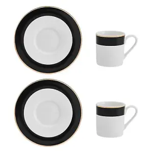 Mikasa Luxe Deco Set of 2 100ml Espresso Cups & Saucers