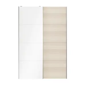 Atomia Panelled White oak effect High gloss 2 door Sliding Wardrobe Door kit (H)2250mm (W)1500mm