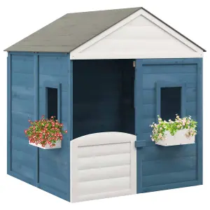 Berkfield Playhouse with Lockable Door and Flower Pots Solid Wood Fir