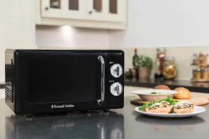 Russell Hobbs RHRETMM705B 17L 700W Black Compact Retro Solo Manual Microwave