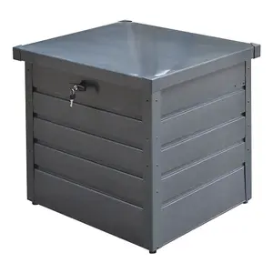 Anthracite Waterproof Metal Outdoor Garden Storage Box Lockable Flat Top 200 L