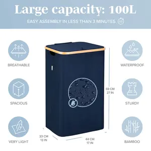 Fabric Laundry Hamper Blue