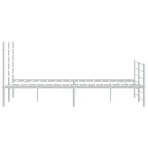 Berkfield Metal Bed Frame with Headboard and Footboard White 140x190 cm