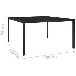 Berkfield Garden Table 130x130x72 cm Black Steel and Glass