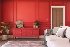 Hemway Chalk Based Furniture Paint Matt A5 Sample, Ruby Red, Peel & Stick Swatch For Interior Walls Wood