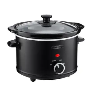 Cooks Professional Slow Cooker 2.5 Litre Tempered Glass Lid & Removable Ceramic Bowl Timer