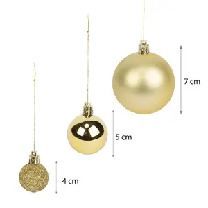 100 Piece Shatterproof Christmas Bauble Set Gold