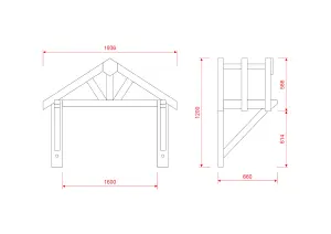 Apex Roof Porch Canopy 1.6m pressure-treated