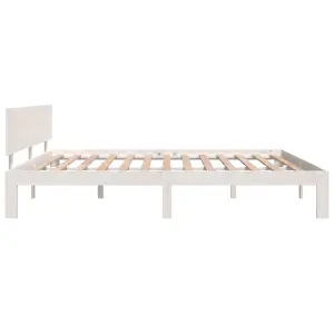 vidaXL Bed Frame White Solid Wood 180x200 cm Super King Size