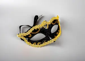 Masquerade Mask For Women Venetian Silver Trim Luxury Lace Black Eye Mask Girls Teens Adults Party Ball Fancy Accessories