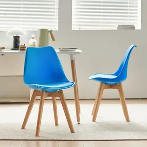 Nero Upholstered Dining Chair (Set of 2) Fluorescent Blue / Beech