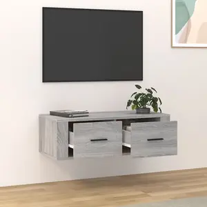 Berkfield Hanging TV Cabinet Grey Sonoma 80x36x25 cm Engineered Wood