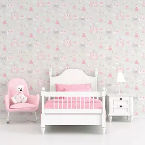 Galerie Tiny Tots 2 Grey Pinks Fairytale Smooth Wallpaper