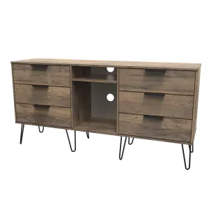 Fuji 6 Drawer Sideboard in Vintage Oak (Ready Assembled)