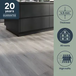 GoodHome Mambo Grey Wood effect Synchronised Click vinyl Planks, 2.17m²