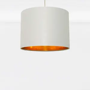 First Choice Lighting Grey Cotton Gold Lining 25cm Pendant Lightshade