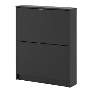 Shoes Shoe cabinet  w. 2 tilting doors and 1 layer Matt Black