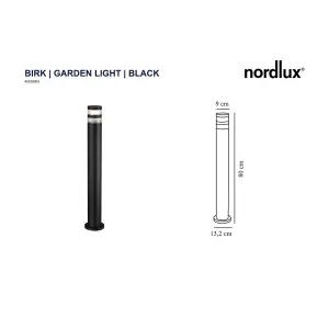 Nordlux Birk Outdoor Patio Terrace Garden Light In Black (Height) 80cm