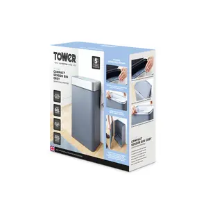 Tower Compact Sensor Bin, 60L Grey