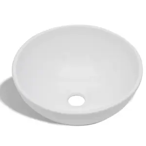 Berkfield Bathroom Basin with Mixer Tap Ceramic Round White