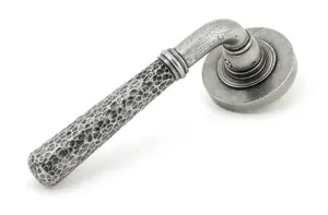 From The Anvil Pewter Hammered Newbury Lever on Rose Set (Plain)